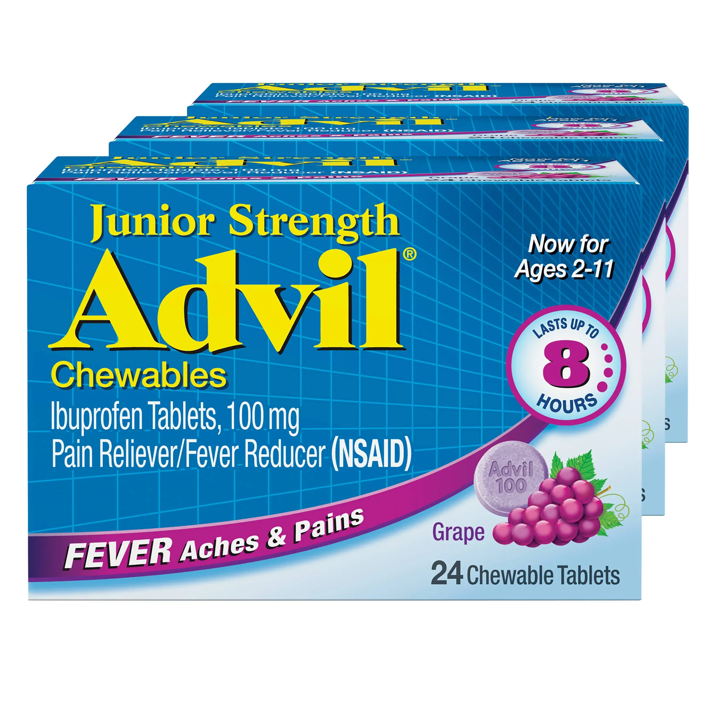 Advil Junior Strength Ibuprofen Fever Reducer Chewables, 100mg