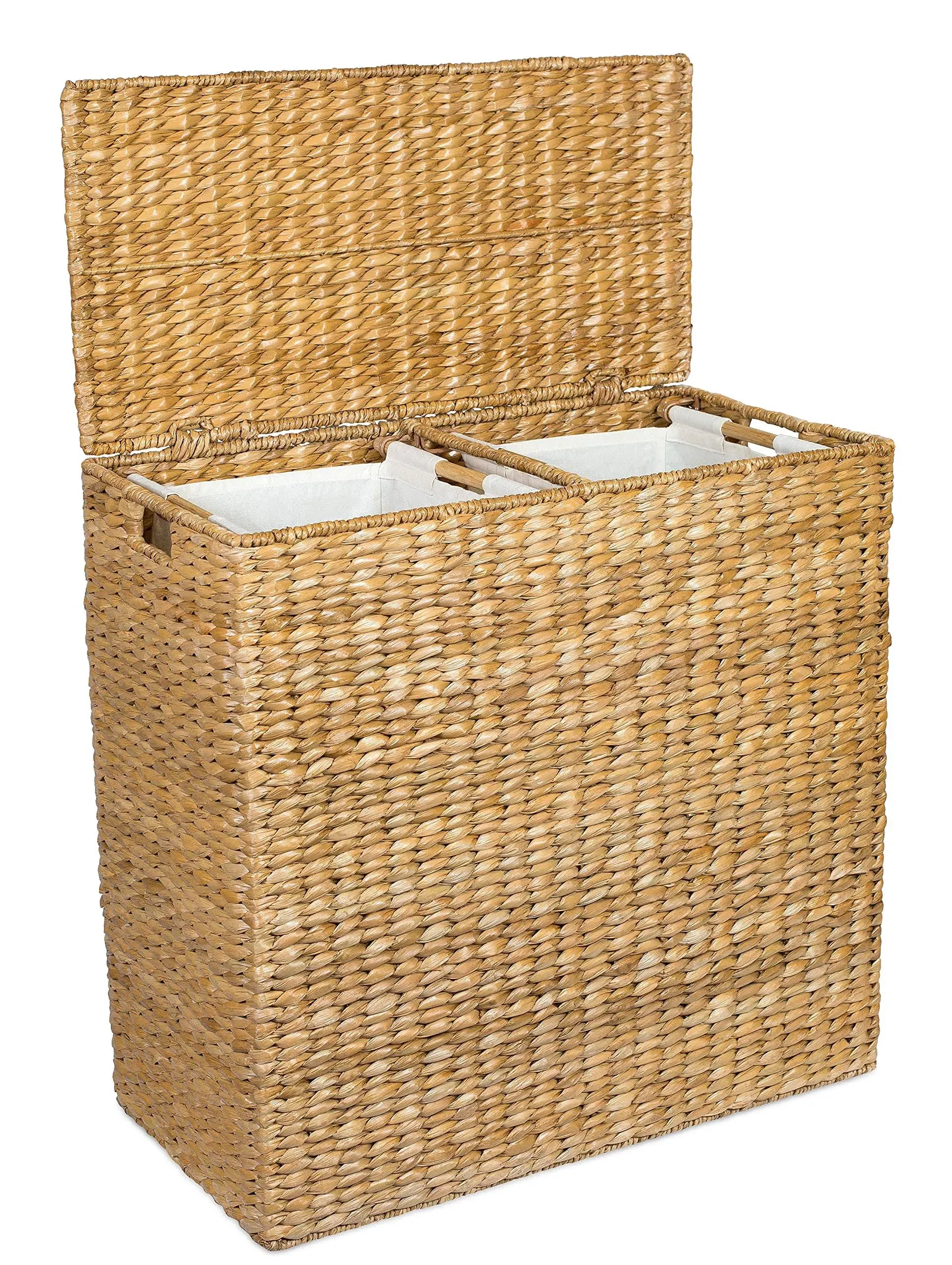 Birdrock Home Oversized Divided Hamper with Liners, Honey