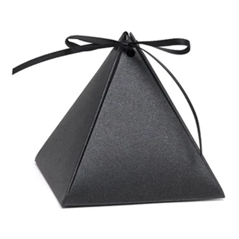 Hortense B Hewitt 54882 Pyramid Favor Box Black Shimmer Blank Pack of 25