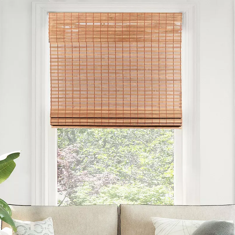 Chicology Cordless Light Filtering Bamboo Roman Window Shades Tortoise 31 W X 64 H