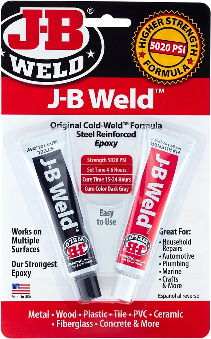 J-B Weld Original Epoxy, Steel Reinforced Epoxy, High Strength - 2 Pack, Dark Grey (8265S-2)