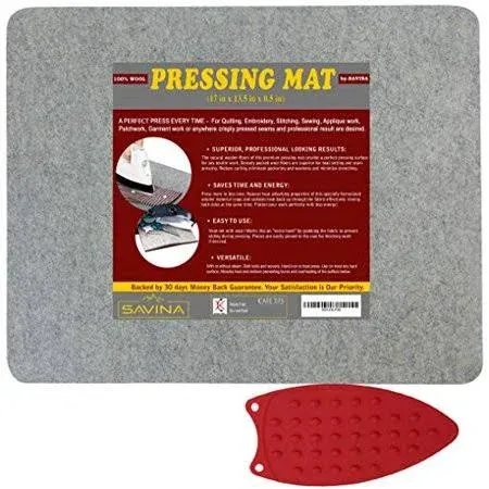 Wool Pressing Mat - 17" x 13.5" Quilting Ironing Pad - Easy Press Wooly Felted ...