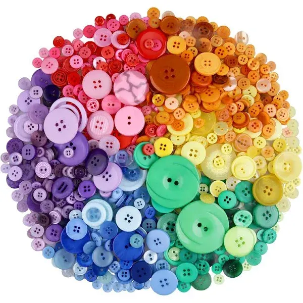 Greentime 600-700 Pcs Mixed Color Assorted Sizes Round Resin Buttons