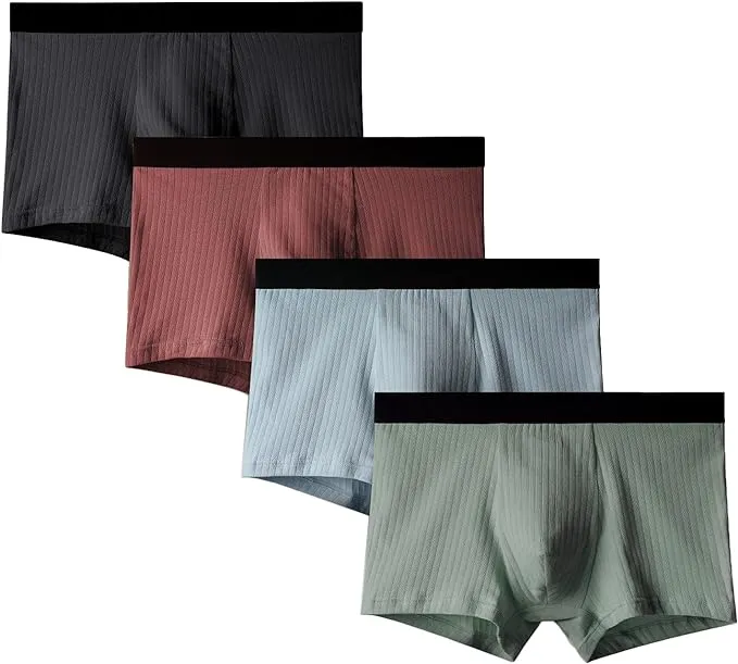 ASUDESIRE Men's Underwear Boxer Briefs Trunks 5 Pack Soft Cotton Low-rise Underpant-Wal-3B2G-XL