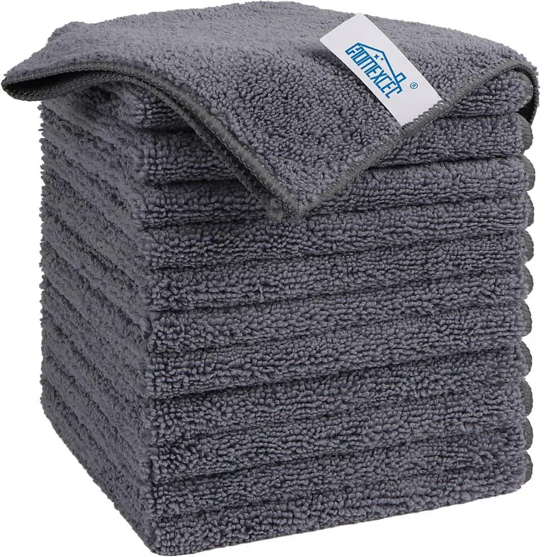 HOMEXCEL Microfiber Cleaning Cloth, 12 Pack Premium Microfiber Towels for Cars, Lint Free, Scratch-Free, Highly Absorbent, and Reusable Cleaning Rags for Car, Household, Kitchen, Window, 12"X12" Grey