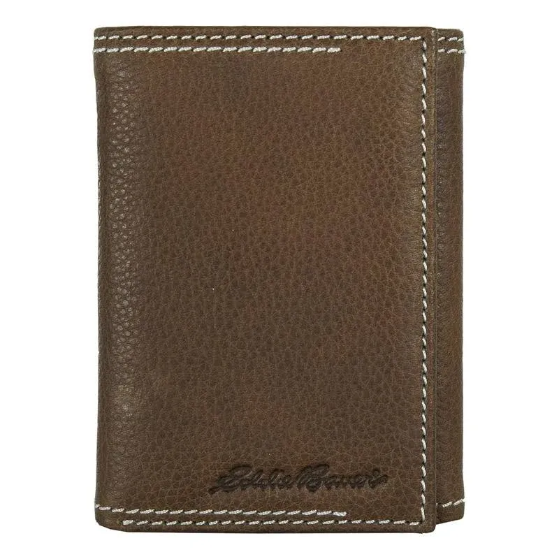 Eddie Bauer Men Signature Leather Trifold Wallet