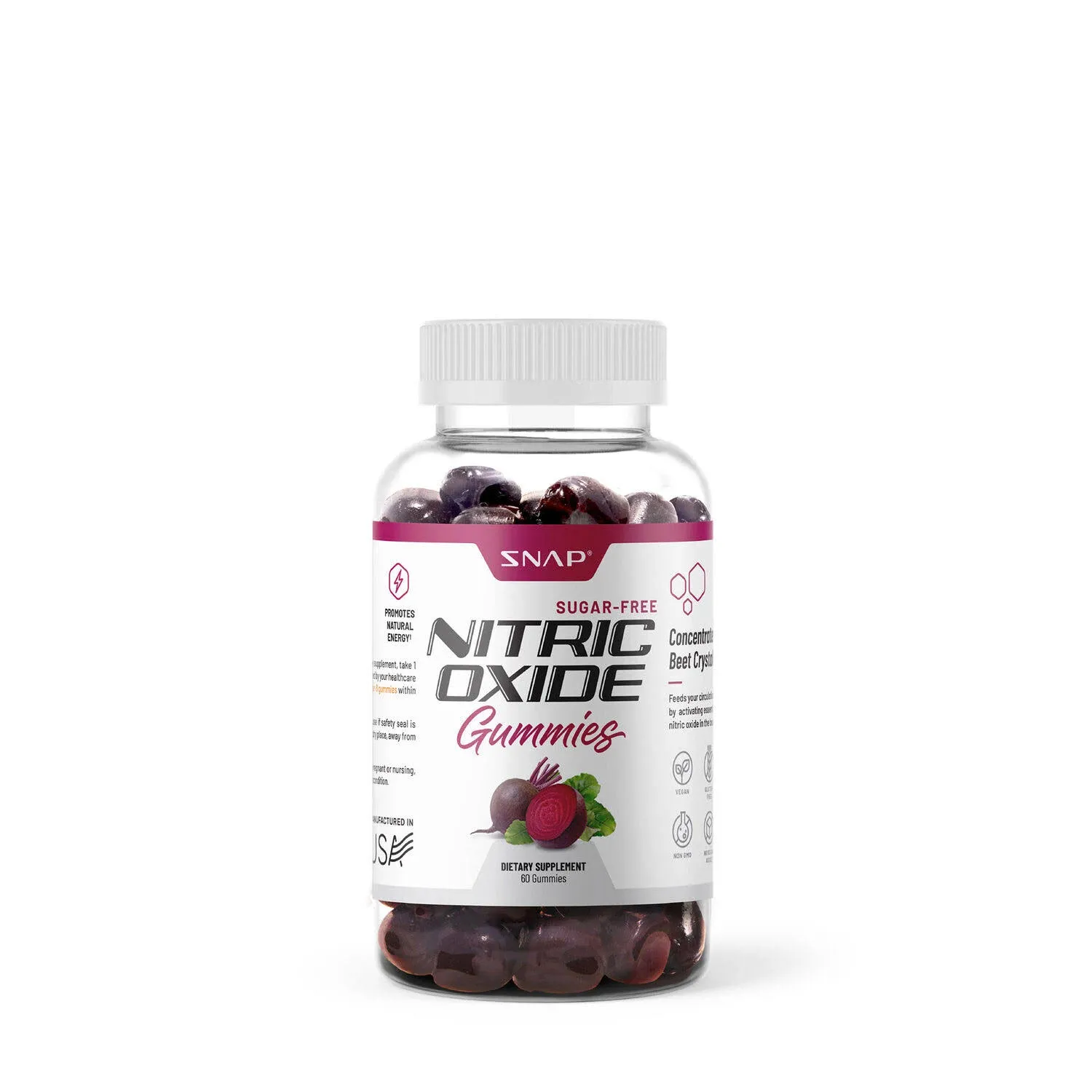 Snap Supplements Nitric Oxide Beet Sugar Free Gummies 60 Gummy