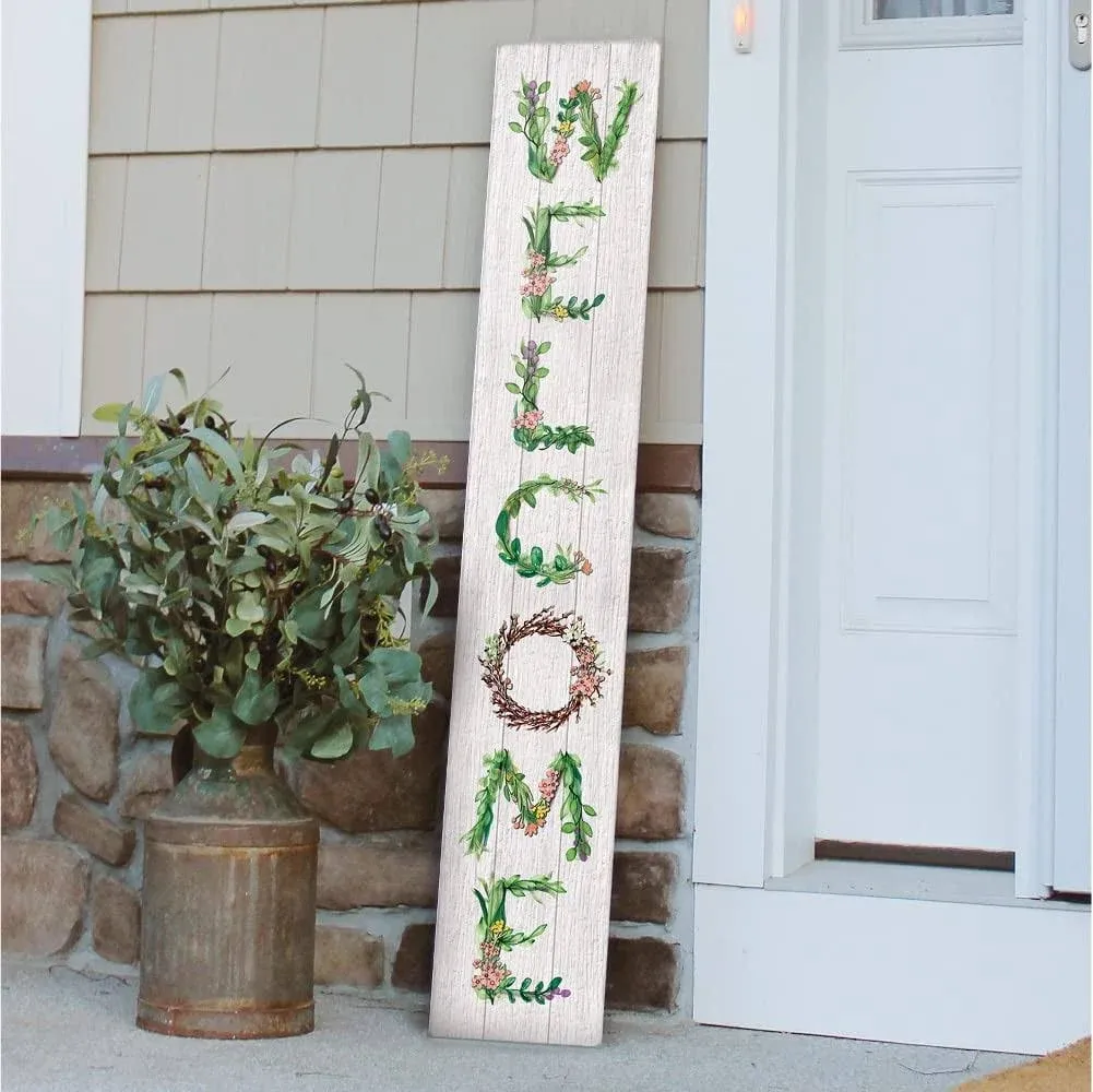 My Word! Welcome W/Floral Letters Porch Board Welcome Sign & Porch Leaner for ...