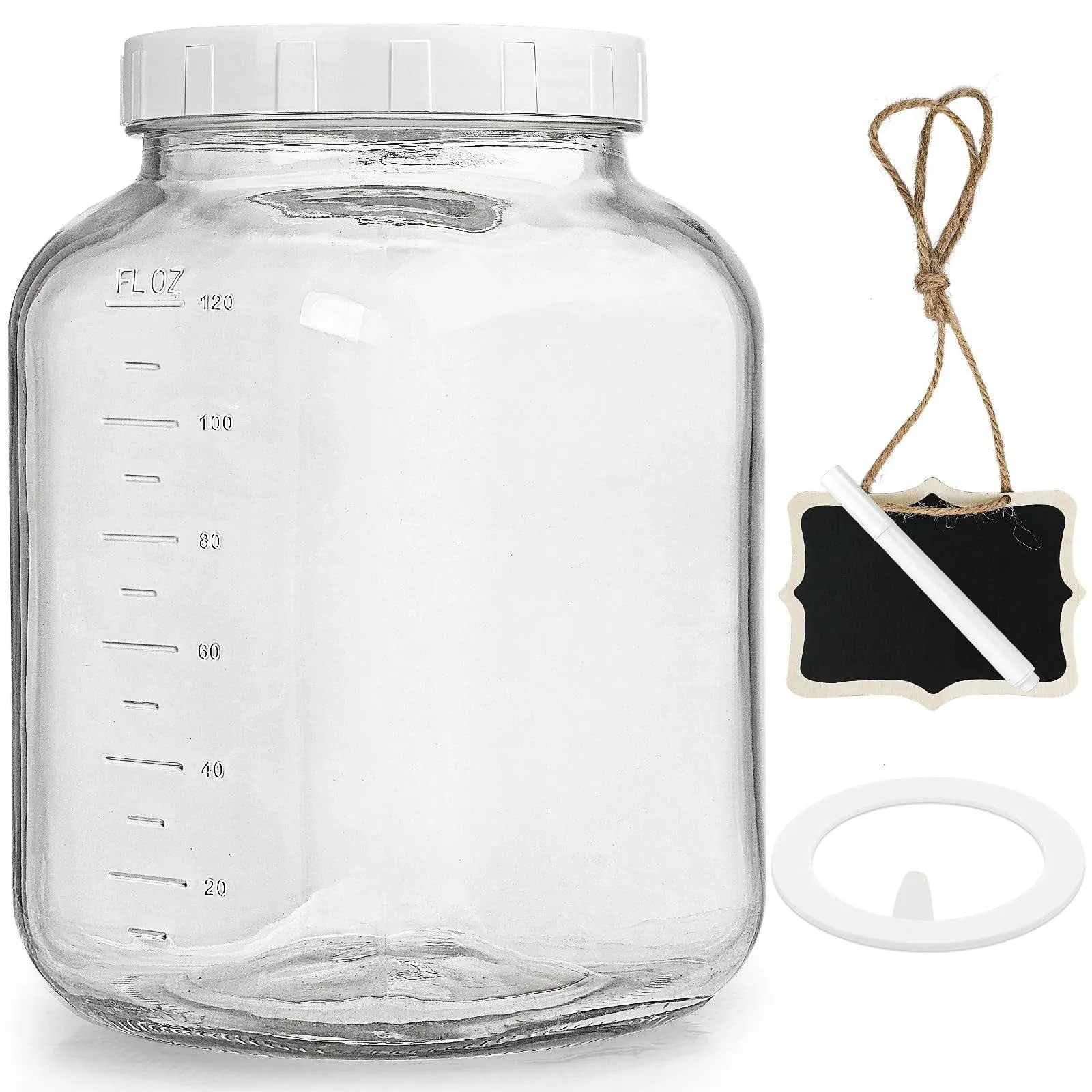 Wide Mouth 1 Gallon Clear Glass Mason Jar with Lid, Heavy Duty Airtight Screw