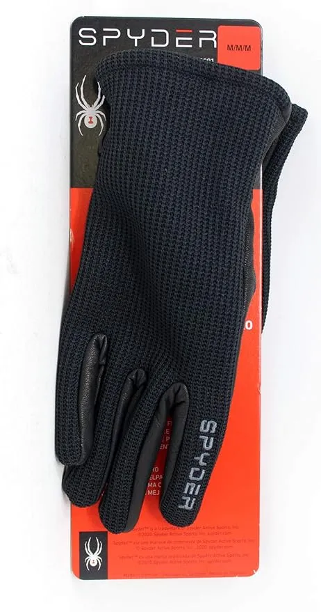 Spyder Leather Palm Black Gloves (Medium)