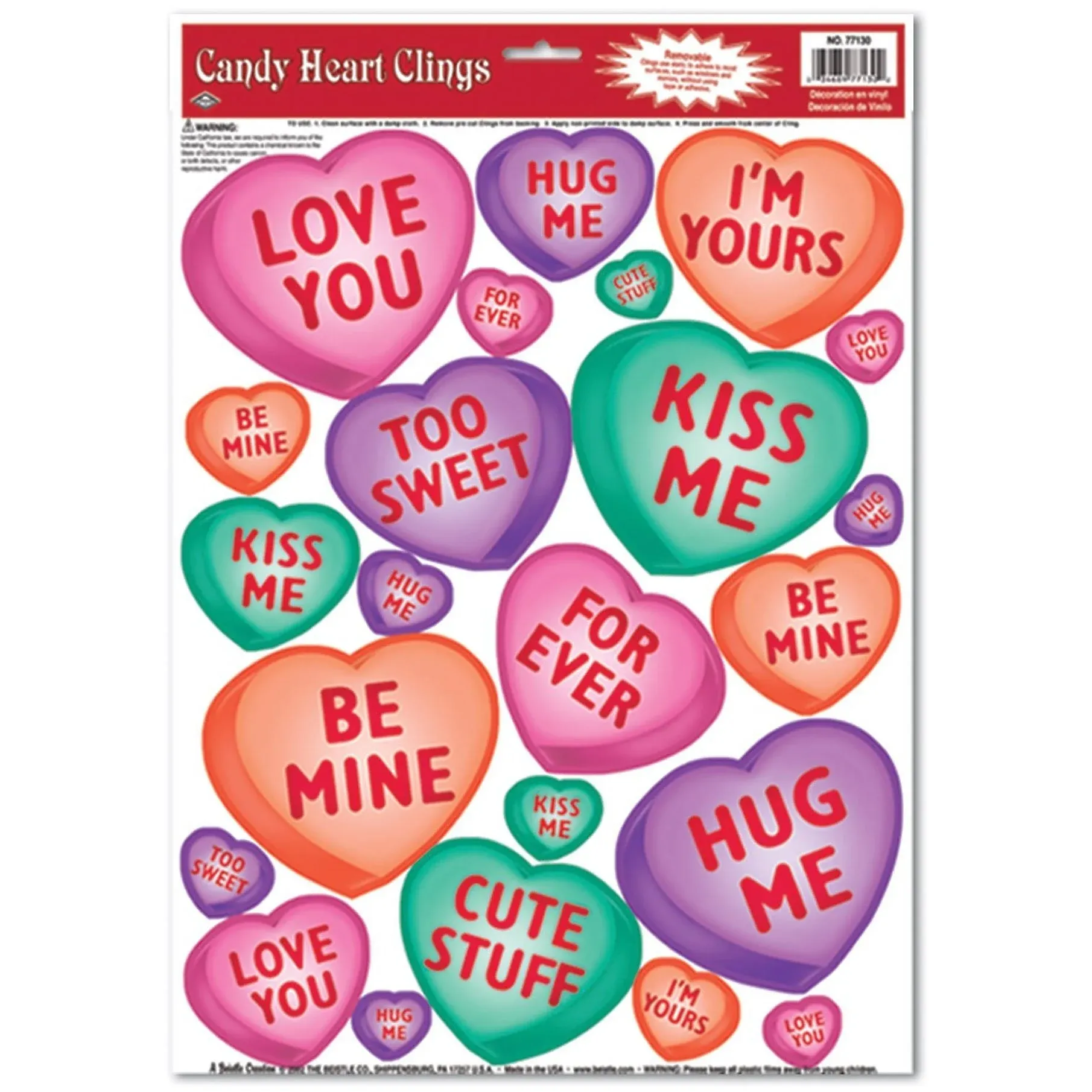 Candy Heart Clings - Romantic Party Decorations