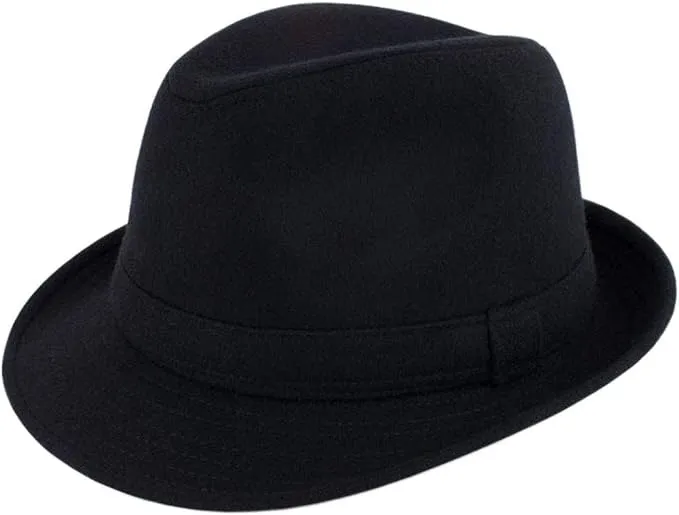 Men's Classic Manhattan Structured Gangster Trilby Fedora Hat Short Brim Panama ...