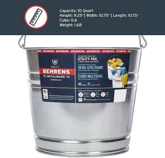 Behrens 10 qt Galvanized Steel Pail