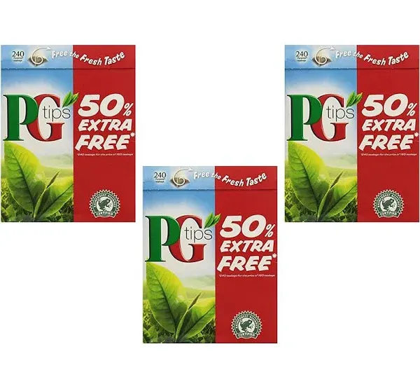 Pg Tips 240 Bags (160 Bags +80 Bags Free)- 720 teabags total. (3 Pack)