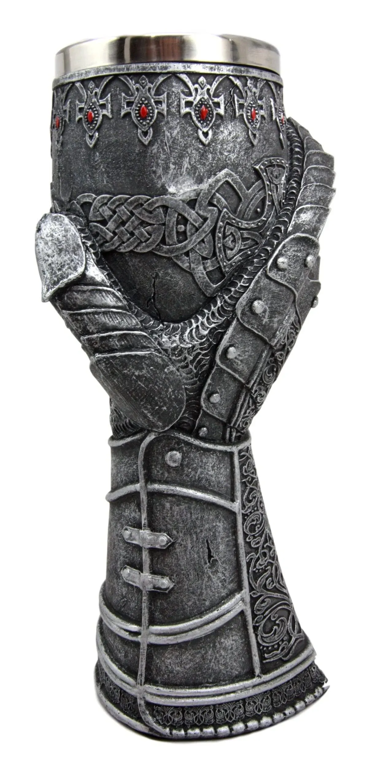 Ebros Medieval Knight Of Chivalry Gauntlet 9.5"H 8oz Wine Drink Goblet Chalice Cup