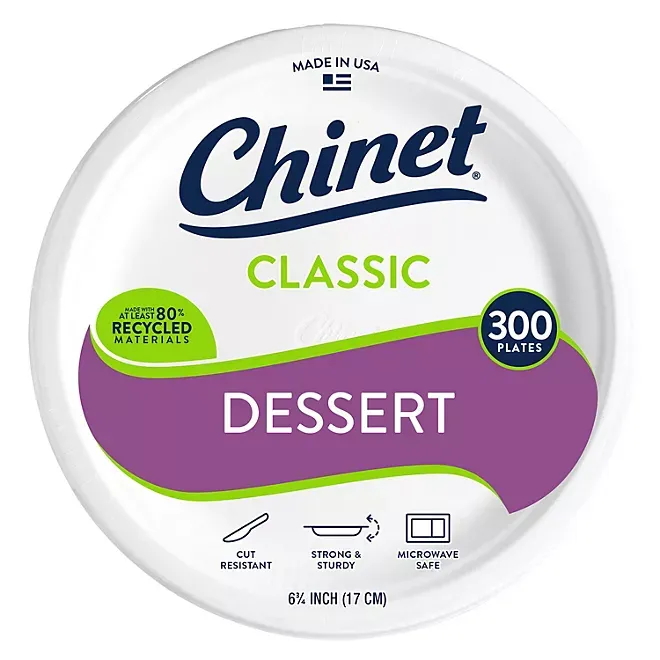 Chinet Classic Dessert Plates, 6.75' (300 ct.)