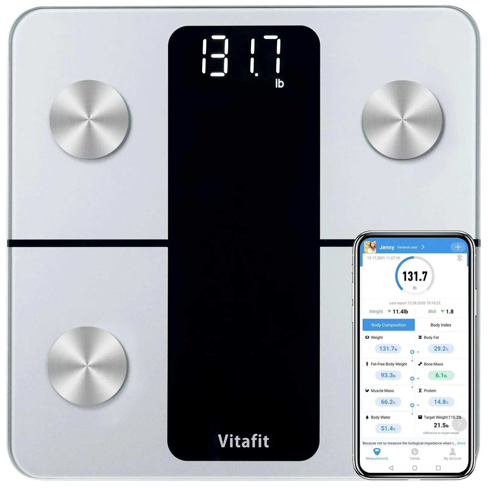 Vitafit Smart Scales for Body Weight and Fat Percentage, Weighing Professional ...