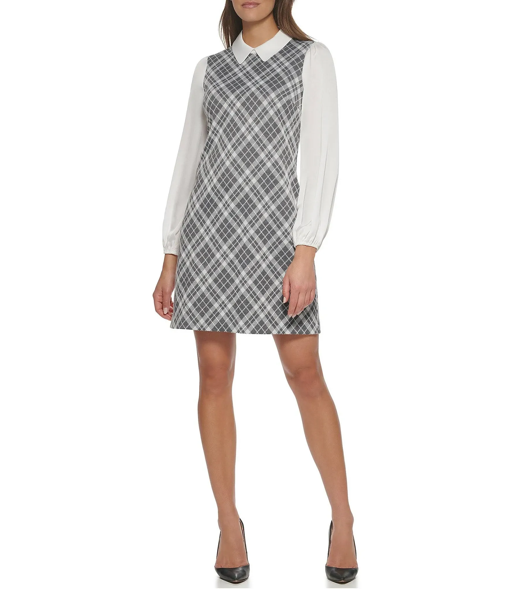 Tommy Hilfiger Women's Plaid Layered-Look Dress - Cha/ivory - Size 14