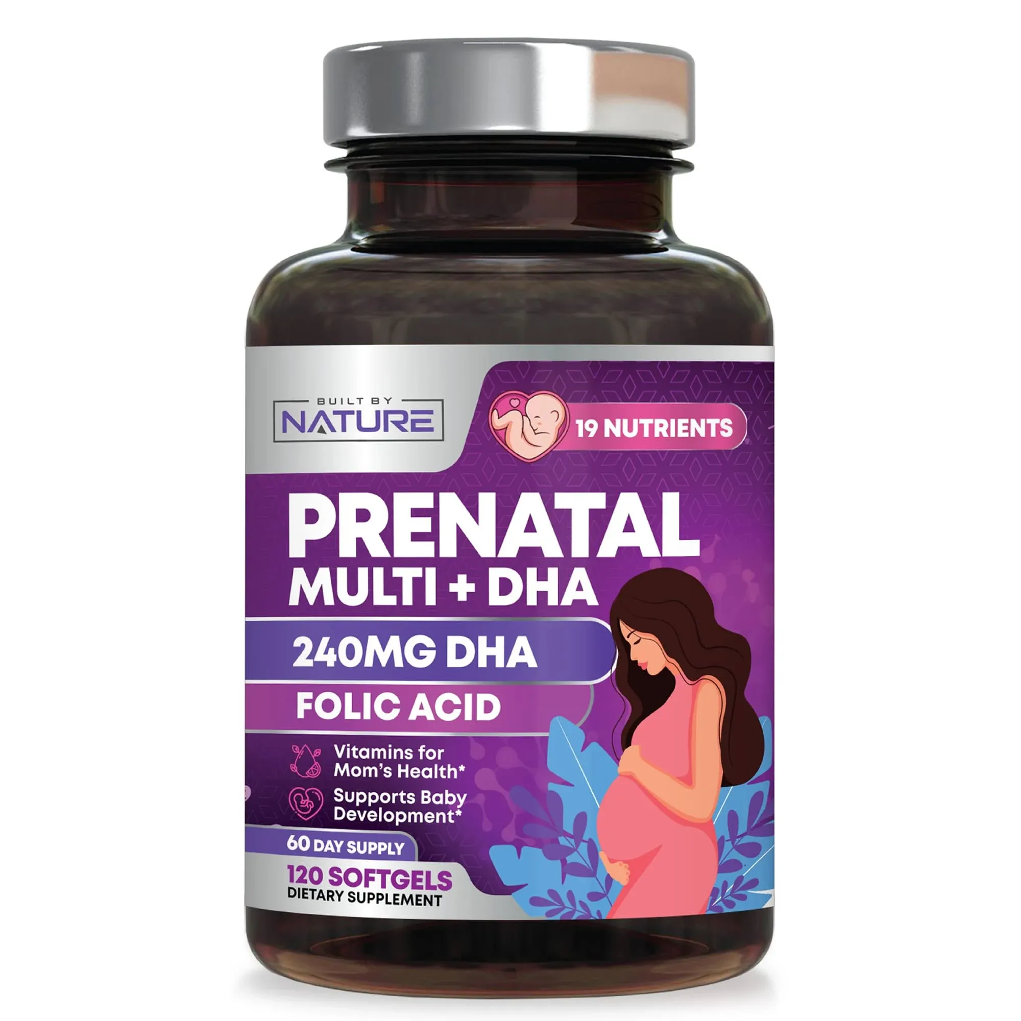 Built by Nature Prenatal Vitamins for Women - Multivitamin with DHA, Folic Acid ...