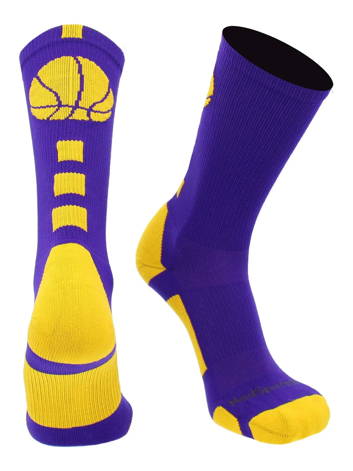 Basketball Socks with Basketball Logo Athletic Crew Socks - made in the USA