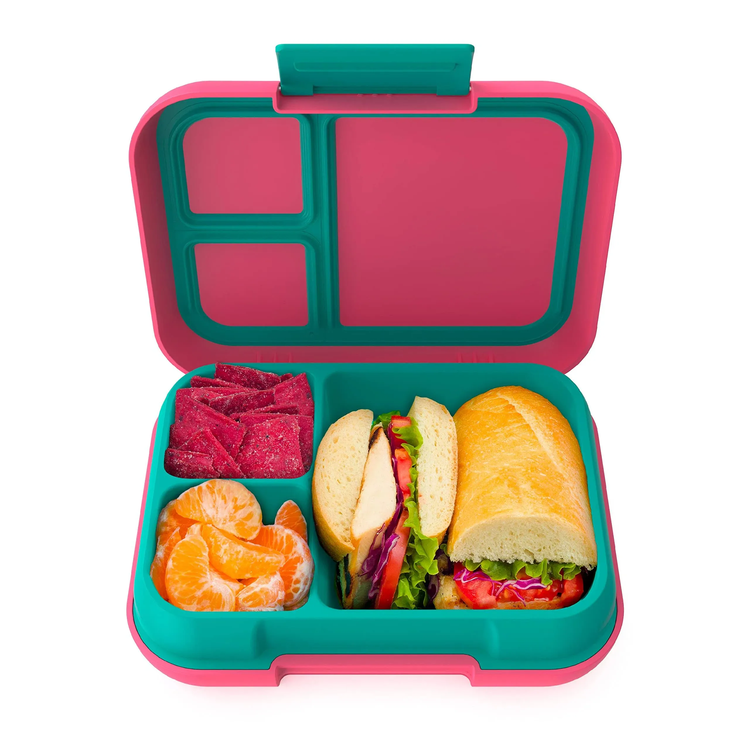 Bentgo® Pop - Bento-Style Lunch Box for Kids 8+ and Teens - Holds 5 Cups of Food with Removable Divider for 3-4 Compartments - Leak-Proof, Microwave/Dishwasher Safe, BPA-Free (Flame Red/Turquoise)