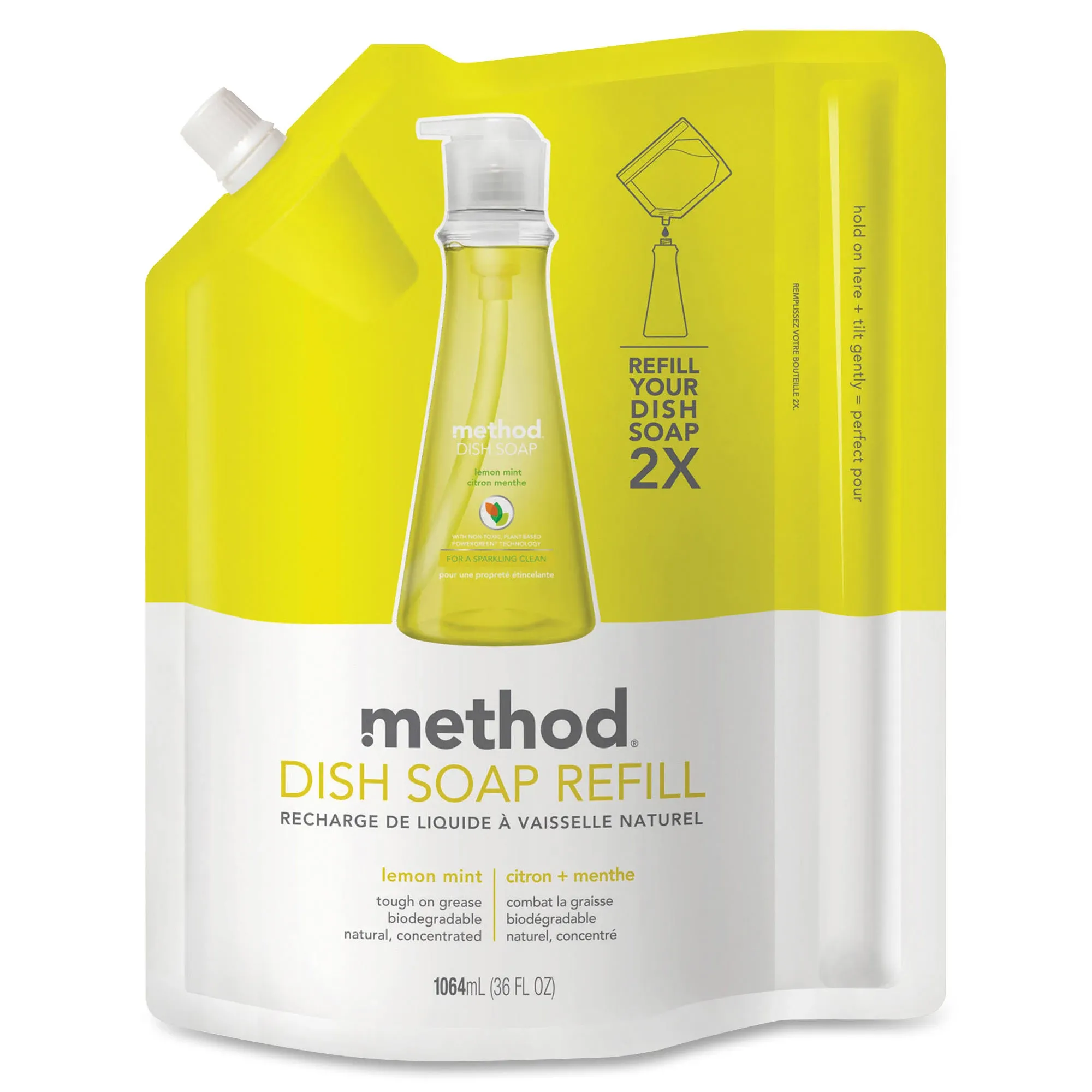 Method Dish Soap, Lemon Mint, 18 oz Pump Bottle, 6/Carton