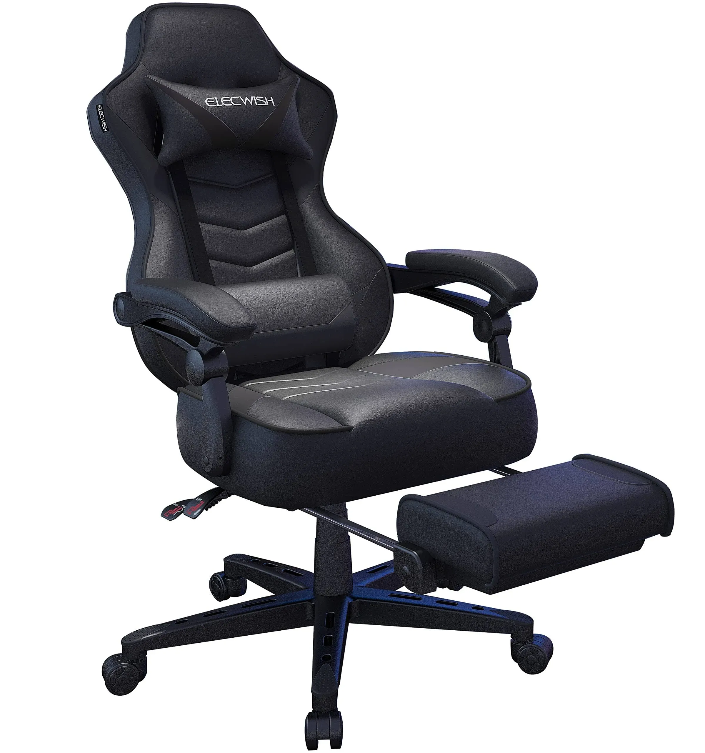 Elecwish Gaming Chairs for Adults, High Back Large Size Swivel Reclining ...