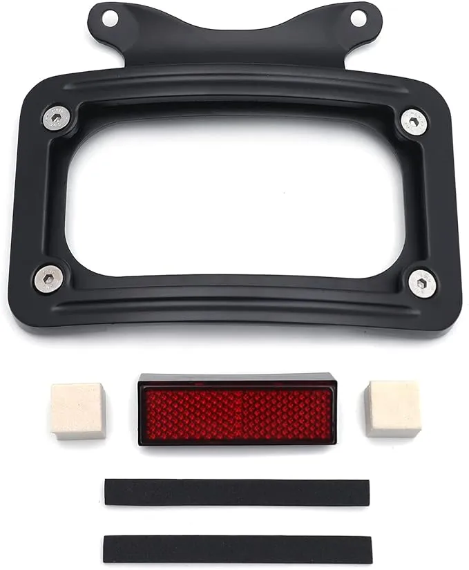 HTTMT MT389-BK Black Laydown Curved License Plate Bracket Tag Holder Compatible ...