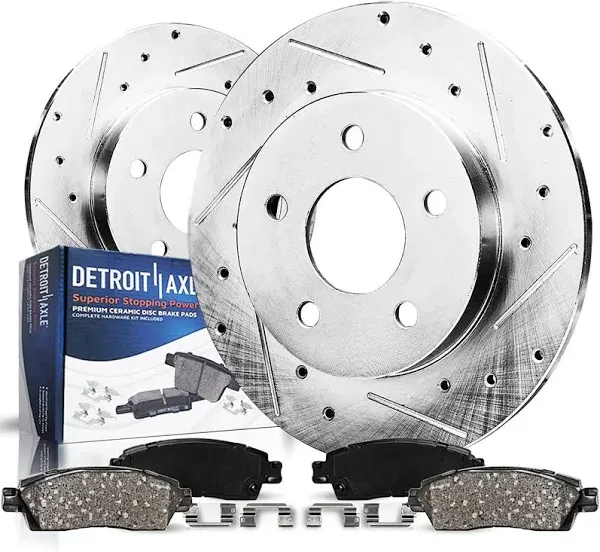 Detroit Axle S-54125BK1 4pc Rear Drilled Brake Kit for Taurus Explorer Flex MKS ...