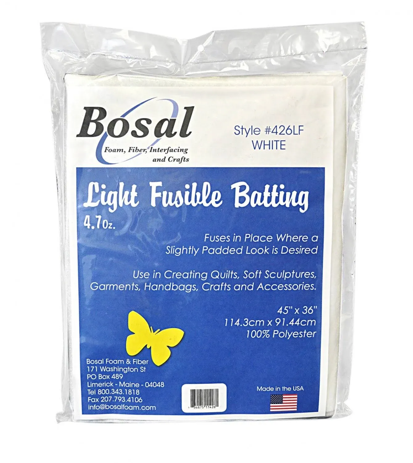 Bosal Single Sided Light Fusible Batting 4.7oz 45in x 36in