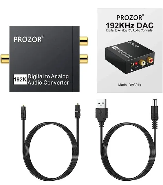 PROZOR 192KHz Digital to Analog Audio Converter DAC SPDIF Optical to... 