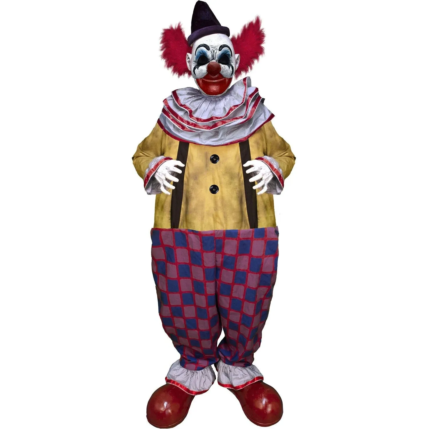 Haunted Hill Farm Motion-Activated Startling Arms Clown by Tekky, Premium Talking Halloween Animatronic, Plug-in or Battery