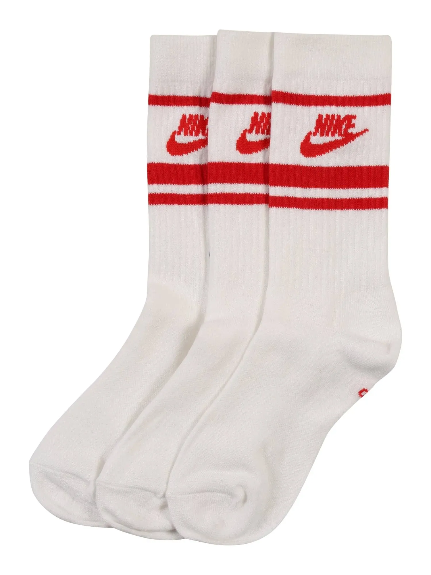 Nike Essential Crew Socks 3 Pack (White / Red)