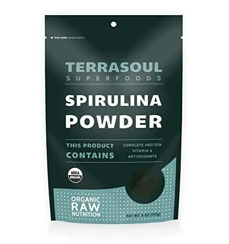 Terrasoul Superfoods Organic Spirulina Powder, 6 Oz, Vegan Protein, Green Superfood Boost for Smoothies, Detoxifying Elixirs, and Immune Support