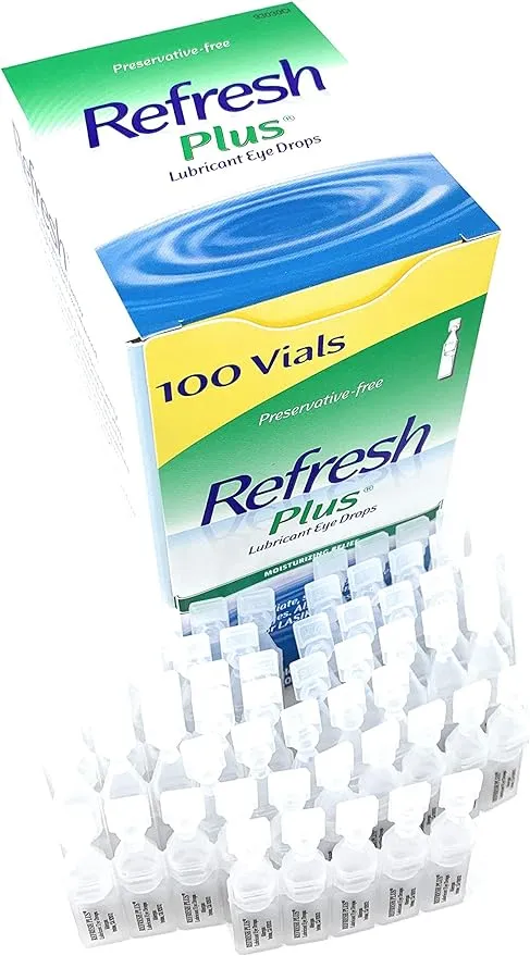 Allergan Refresh Plus Lubricant Eye Drops Single-Use Vials, Clear, (100 Count (Pack of 1))