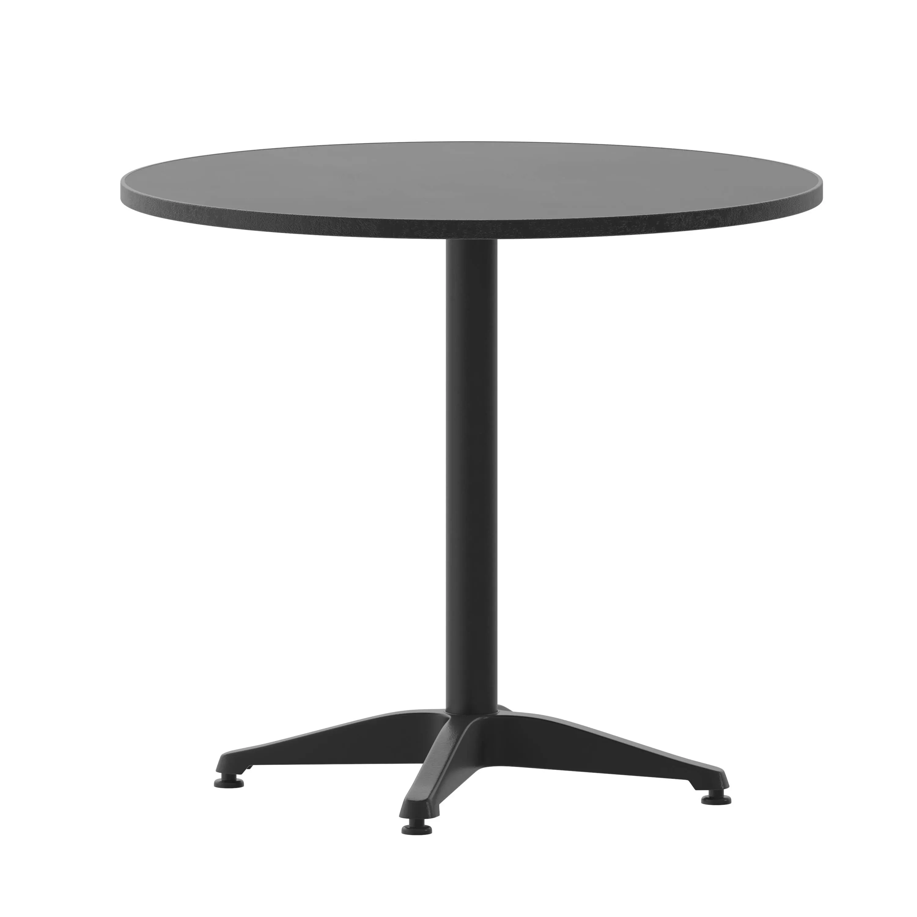 31.5&#039;&#039; Round Stainless Steel Indoor-Outdoor Restaurant Table w/ Black Metal Base