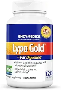 Enzymedica Lypo Gold, Concentrated Amounts of Lipase Enzyme, For Fatty Food Digestion, 60 Capsules (60 Servings)