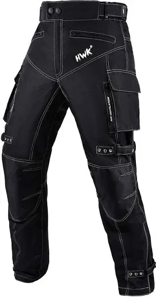 HWK Dual Sport Motorcycle Pants for Men with Water Resistant Cordura Textile Fabric & Impact Protection Armor