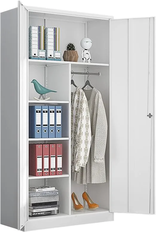 Metal Armoire Wardrobe Closet Cabinet for Hanging Clothes with Lock Doors, -72 ...