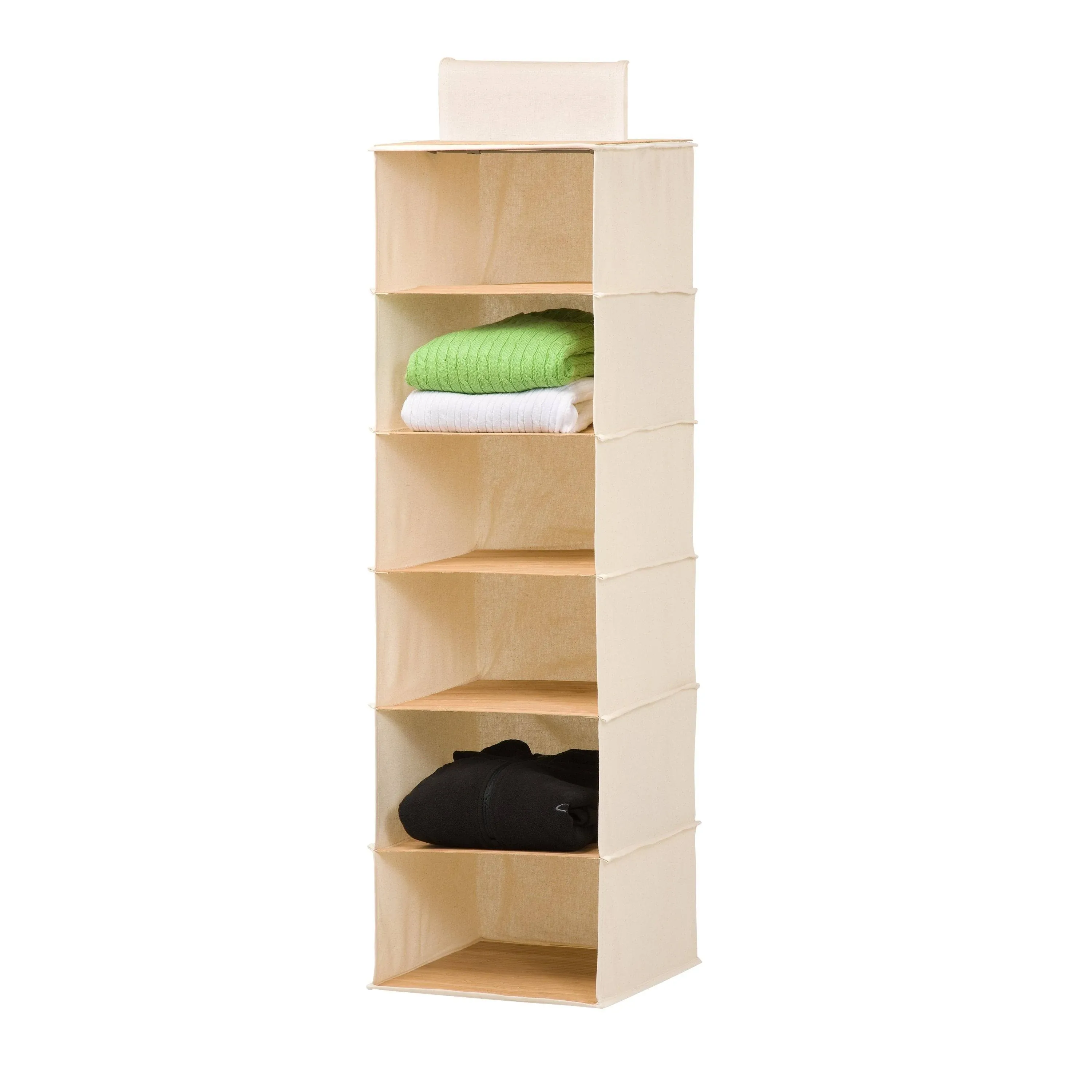 Honey-Can-Do SFT-01003 Hanging Closet Organizer, Bamboo/Canvas, 6-Shelf, 1.5 x 13 x 14.5 inches