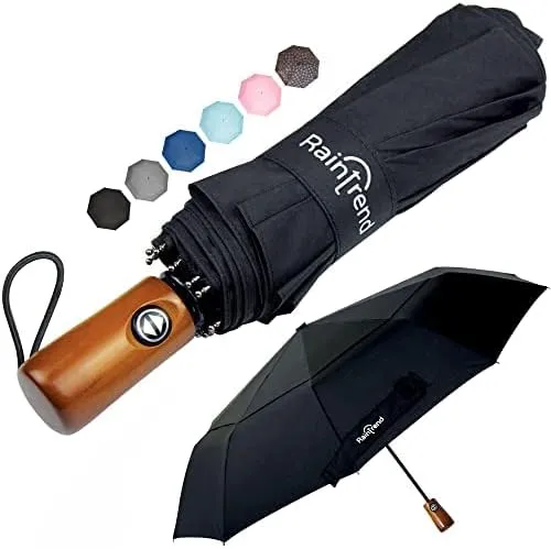 NEW Premium Large Windproof Double Canopy Umbrella for Rain - Travel Black