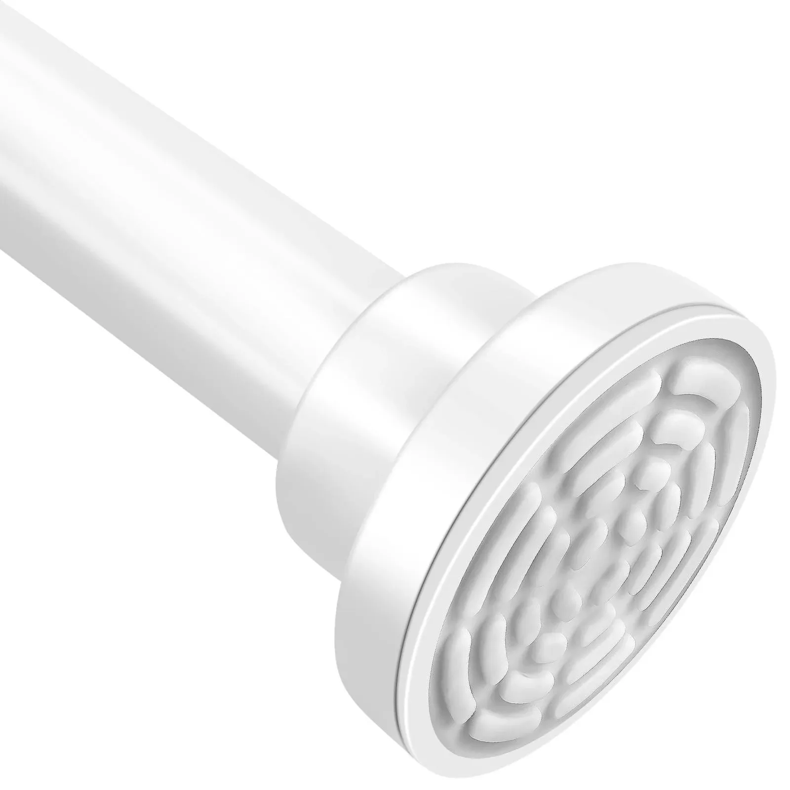 Maxda Adjustable Tension Shower Curtain Rod 42-72inches, Premium Rustproof, No Drill, Anti-Slip Spring Tension Shower Curtain Rod - White