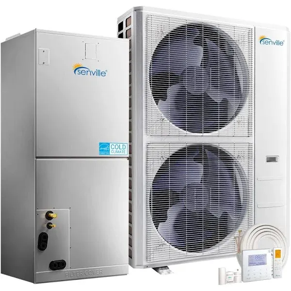 Senville 3 Ton Central Air Conditioner Heat Pump Split System, 36,000 BTU, Inverter, Variable Speed, 10Kw Aux, 208/230V