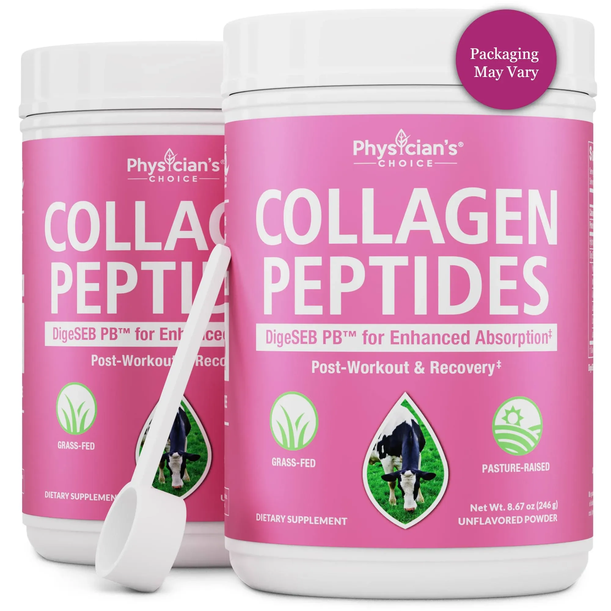 Collagen Peptides Powder - Hydrolyzed Protein(Type I & III) - Digestive Enzymes - Keto Collagen Powder for Women & Men - Hair, Skin, Joints & Workout Recovery Aid - Grass Fed, Non-GMO - Two-pack