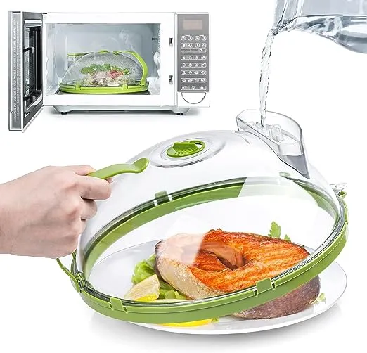 Gracenal Microwave Cover for Food, Clear Splatter Cover with Handle and Water...