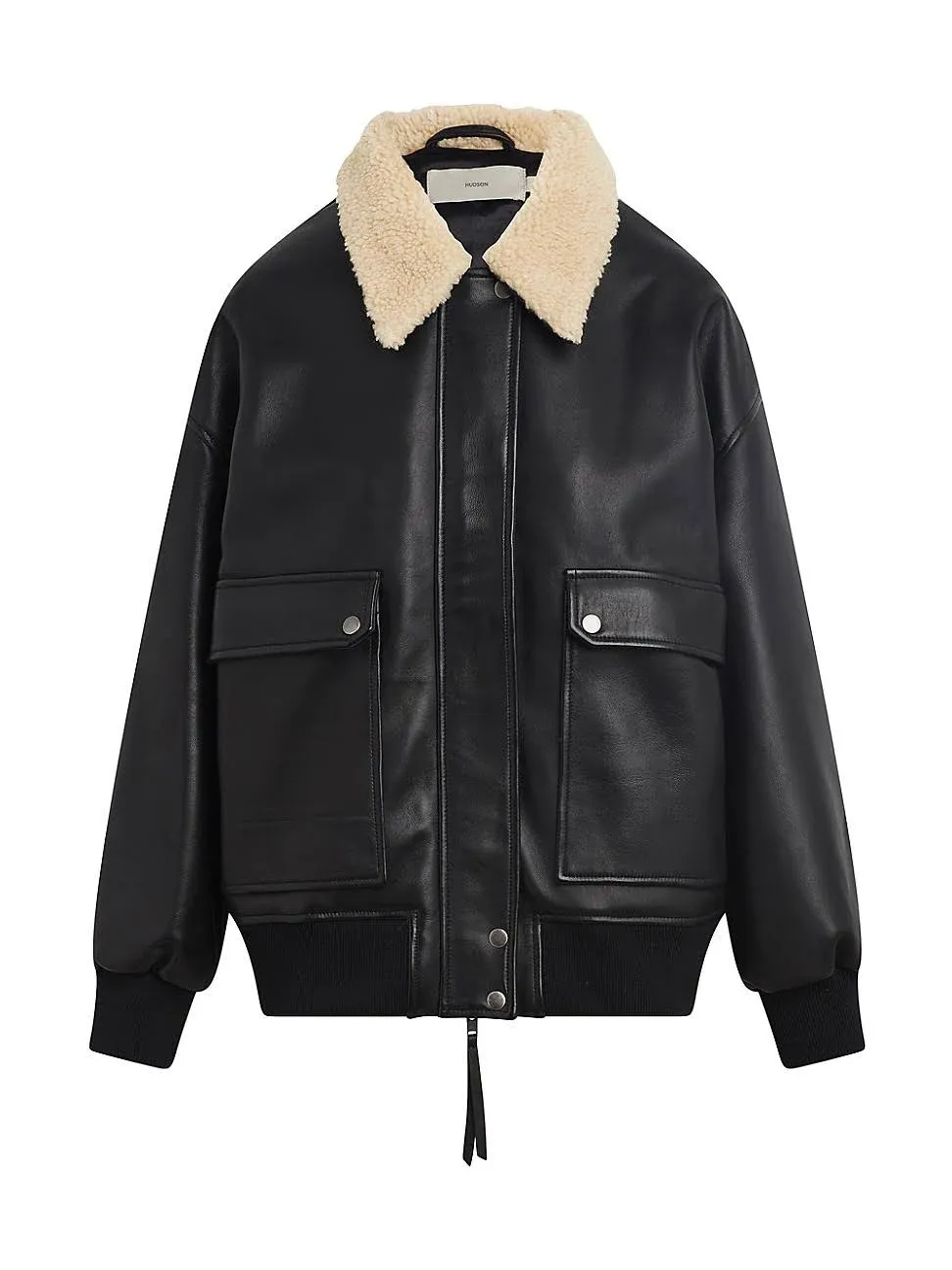 HUDSON Women's Oversized Leather Bomber Jacket