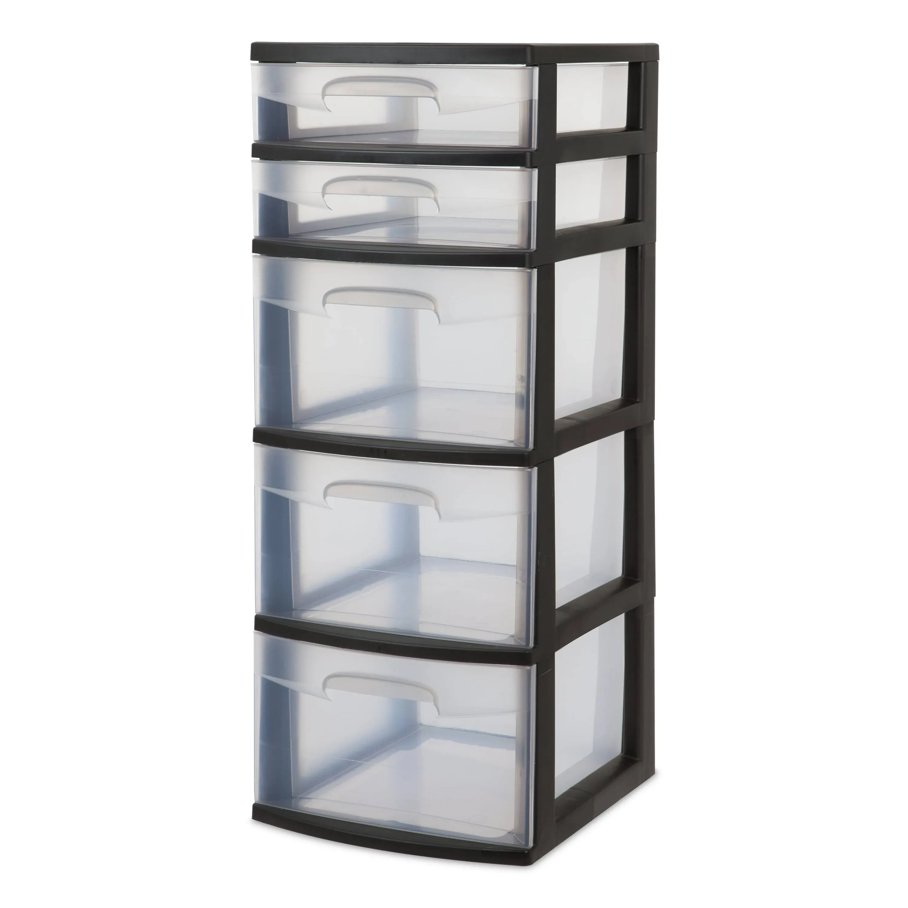 Sterilite Plastic 5 Drawer Wide Tower Black