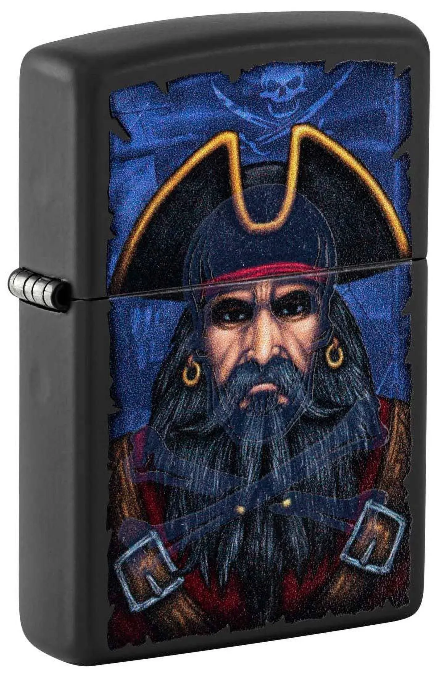 Zippo Lighter: Pirate with Skull Blacklight - Black Matte 81348