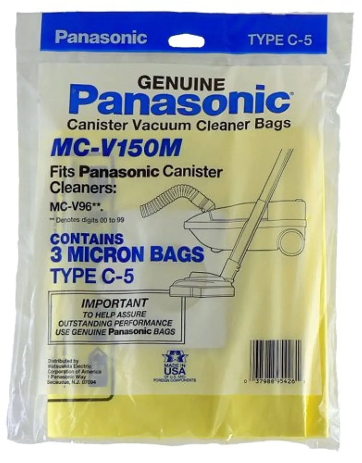 Panasonic Mc-v150m Replacement Bag for Canister 3-Pack