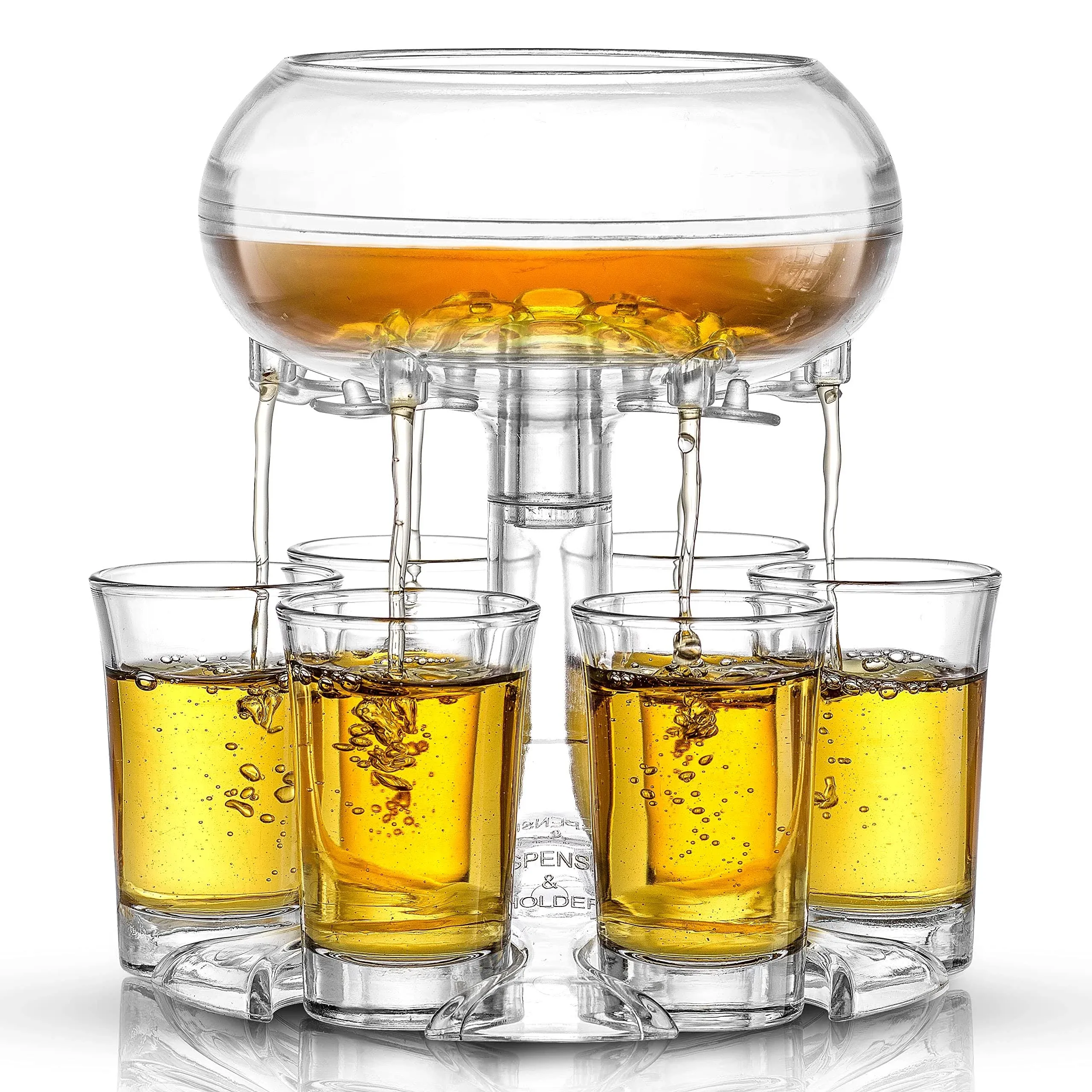 JoyJolt Shot Dispenser with 6 Glass Shot Glasses